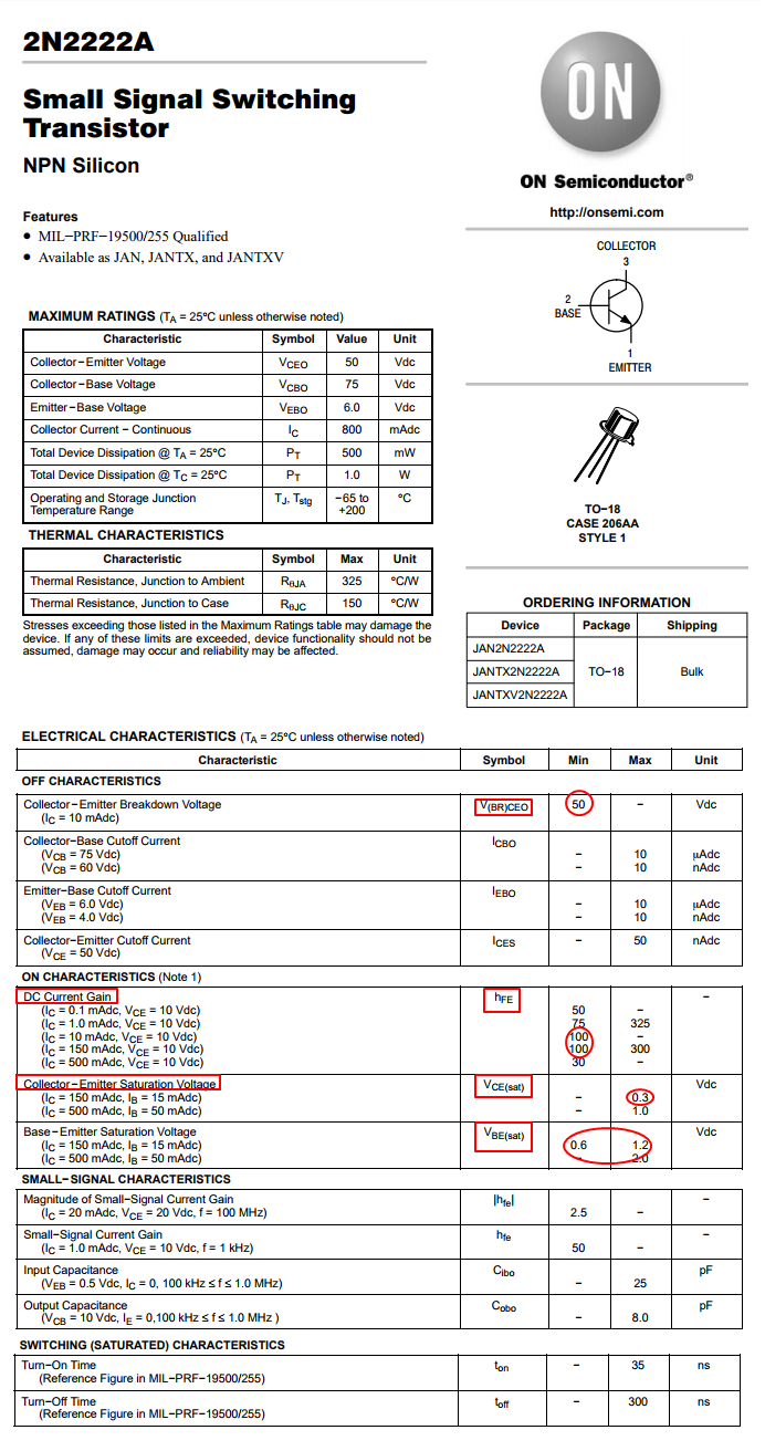 Figura 5. Datasheet de transistor tipo NPN 2222